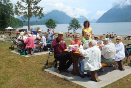 seniors at outdoor picnic