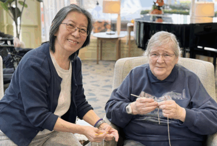 seniors women crocheting