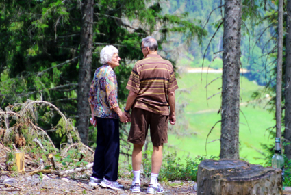Seniors Walking in Forest