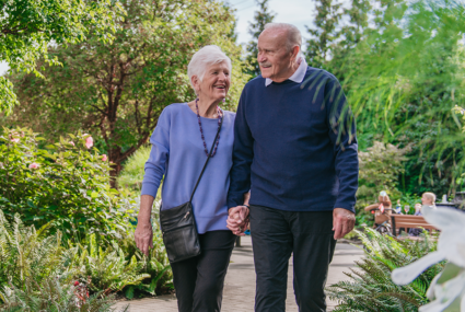senior couple walking