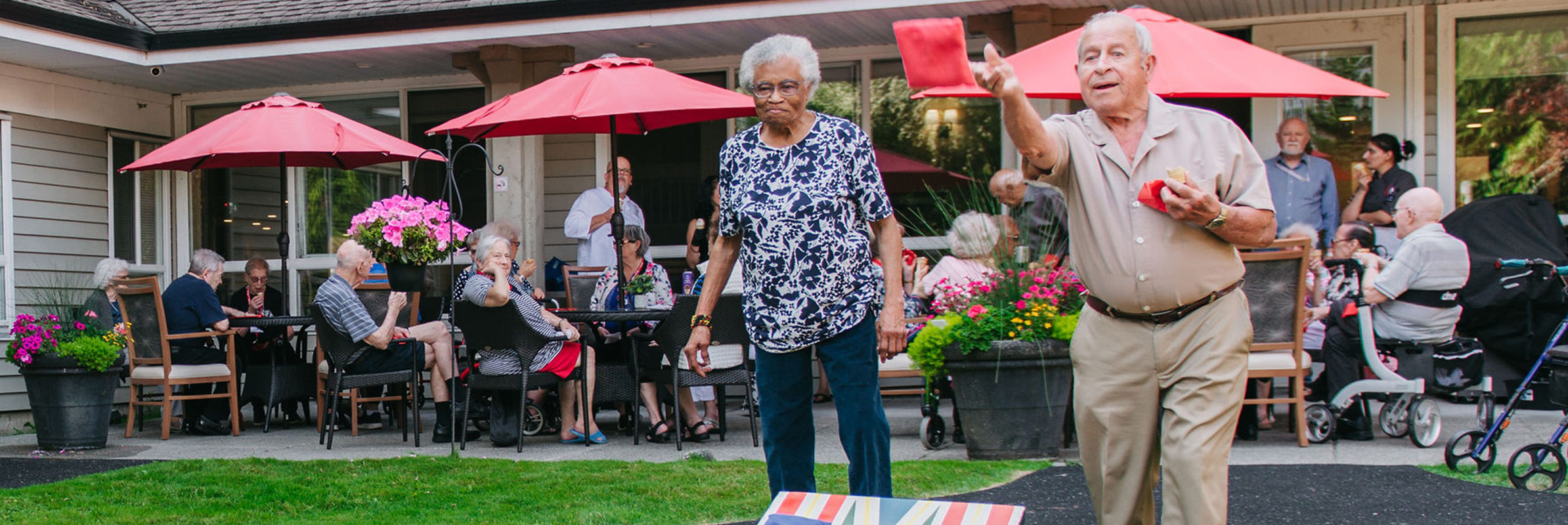 Senior Couple Playing Cornhole