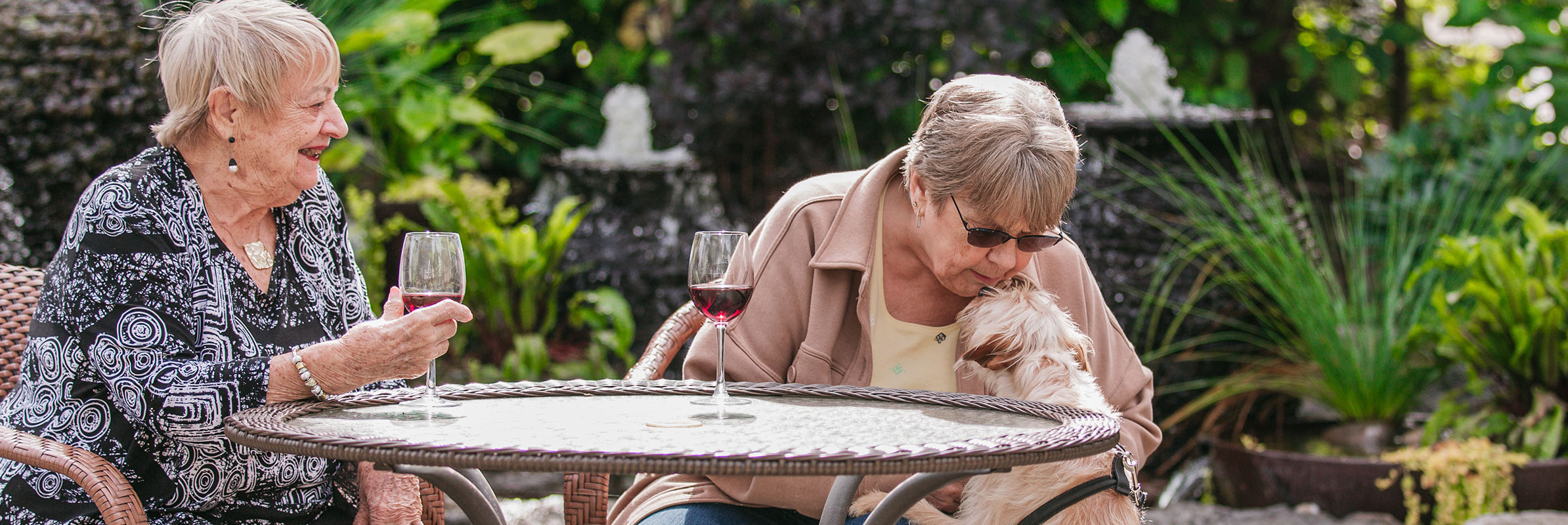 Senior Women on Patio with Dog