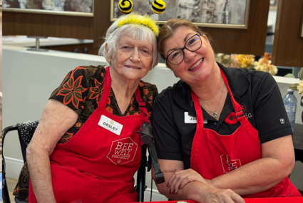 Active aging volunteer senior in a retirement community