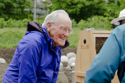 Photo: Arthur looking at bees