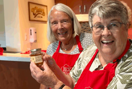 Senior ladies with honey