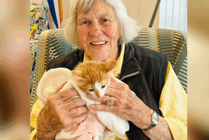 Senior lady and kitten
