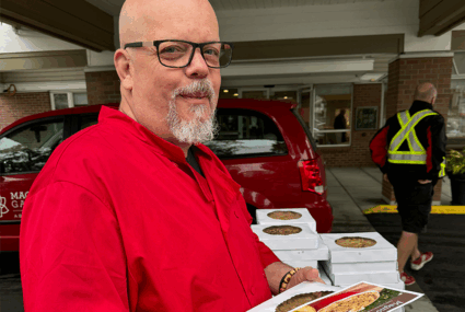 CHef Scott giving away pie