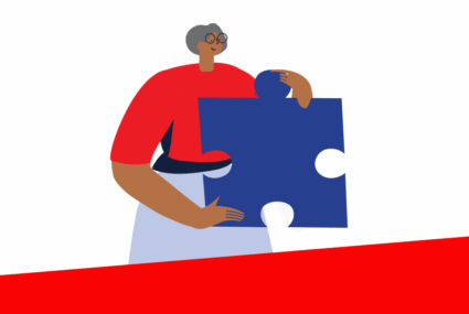 Illustration senior lady and puzzle piece