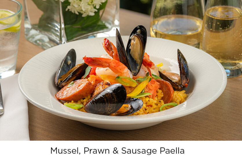 The Wexford Luxury Retirement Community Menu: Mussel, Prawn & Sausage Paella